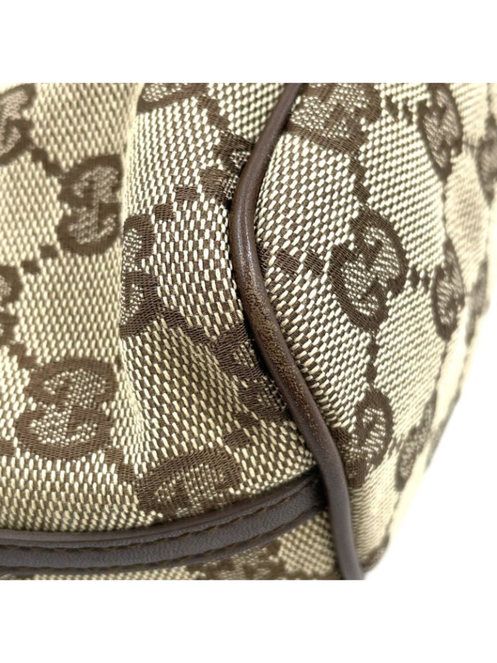 Gucci GG Canvas Pouch Brown Light Handbag Silver - Picture 8 of 13